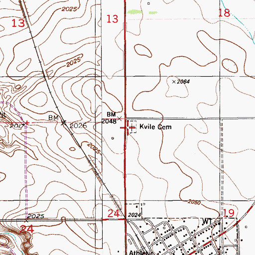Topographic Map of Kvile Cemetery, MT