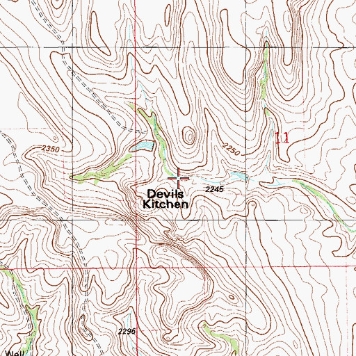 Topographic Map of Devils Kitchen, MT