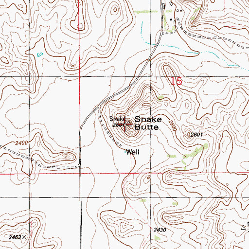 Topographic Map of Snake Butte, MT