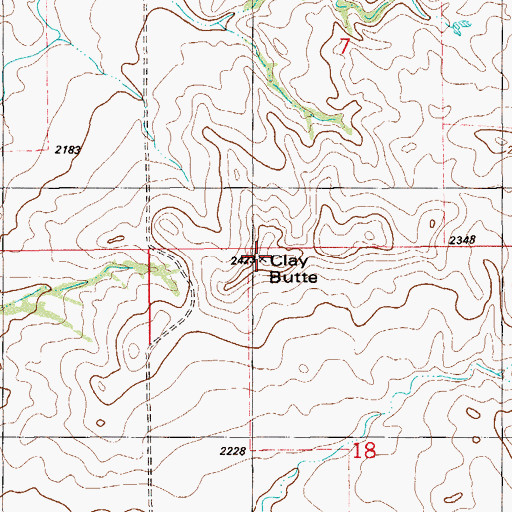 Topographic Map of Clay Butte, MT