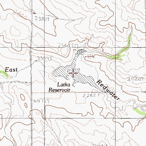 Topographic Map of Latka Reservoir, MT