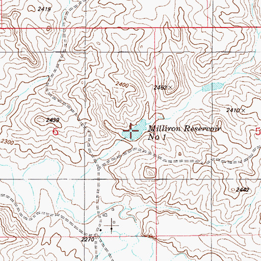 Topographic Map of Milliron Reservoir Number 1, MT
