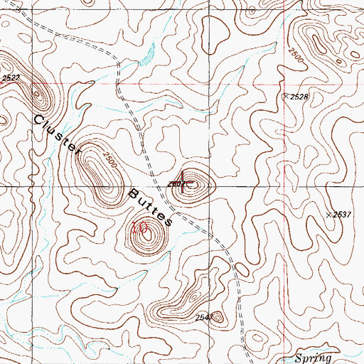 Topographic Map of Cluster Buttes, MT