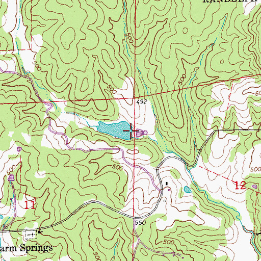 Topographic Map of Meadows Lake Dam, AR