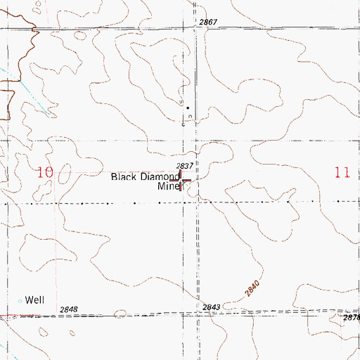 Topographic Map of Black Diamond Mine, MT