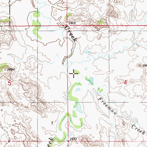 Topographic Map of Freeman Creek, MT