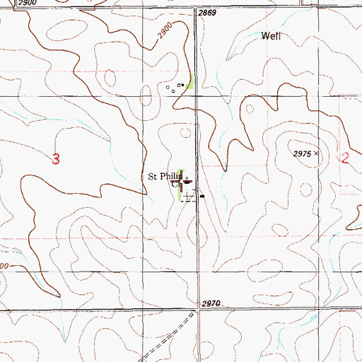 Topographic Map of Saint Philip Church, MT
