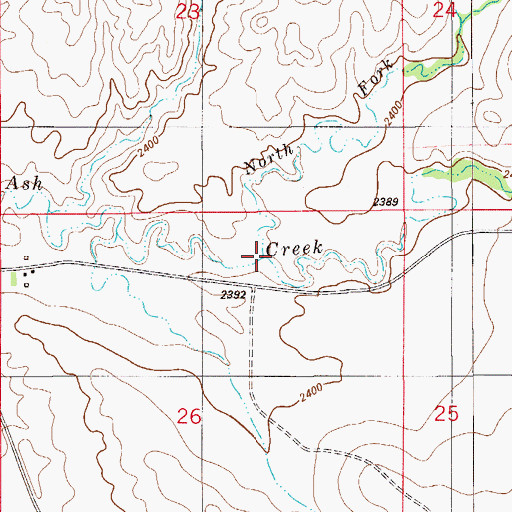 Topographic Map of North Fork Ash Creek, MT