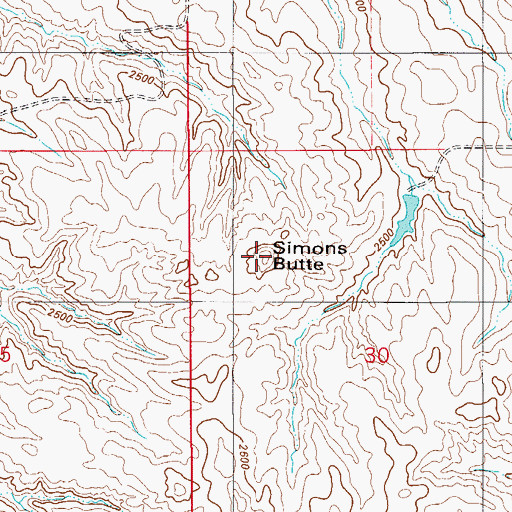 Topographic Map of Simons Butte, MT