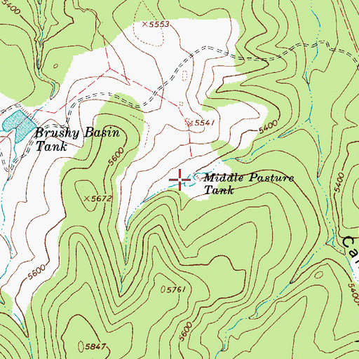 Topographic Map of Middle Pasture Tank, AZ