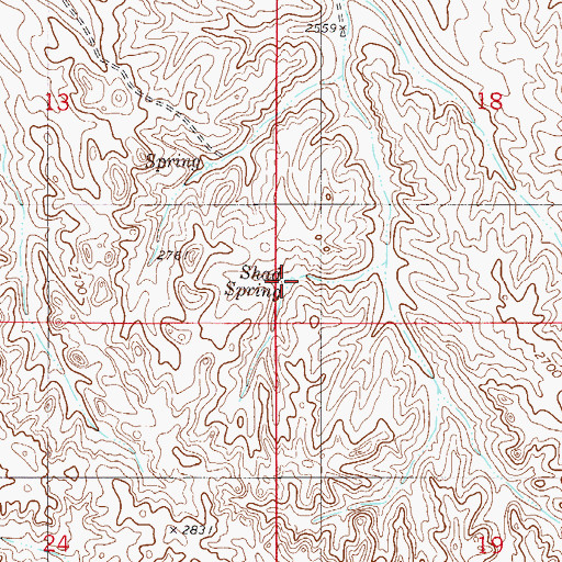 Topographic Map of Shad Spring, MT