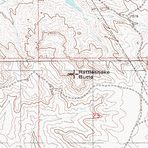 Topographic Map of Rattlesnake Butte, MT