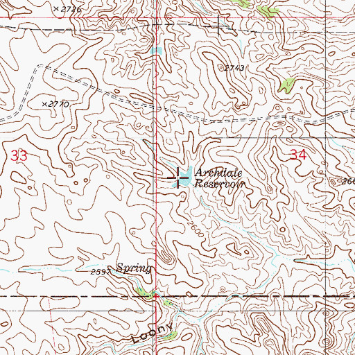 Topographic Map of Archdale Reservoir, MT