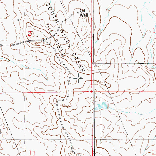 Topographic Map of South Wills Creek Oil Field, MT