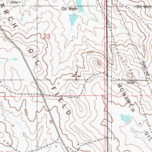 Topographic Map of Monarch Oil Field, MT