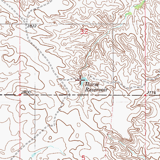 Topographic Map of Horse Reservoir, MT