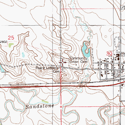 Topographic Map of Community Union Cemetery, MT