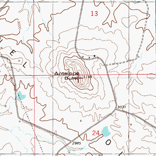 Topographic Map of Antelope Butte, MT