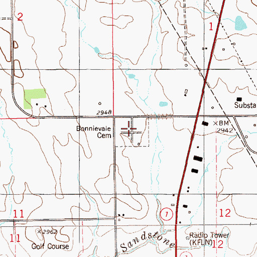 Topographic Map of Bonnievale Cemetery, MT