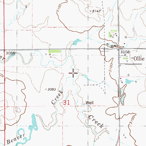 Topographic Map of Fork of Beaver Creek, MT
