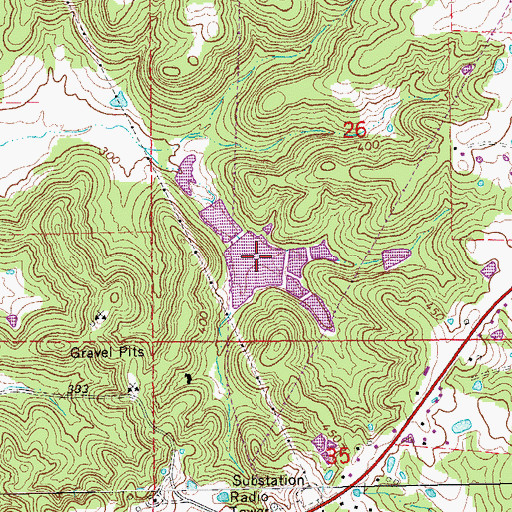 Topographic Map of Blue Basin Lake Dam, AR