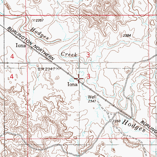 Topographic Map of Iona, MT