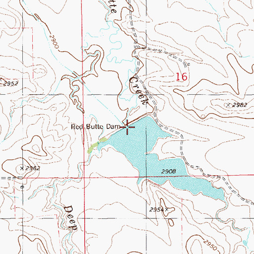 Topographic Map of Red Butte Dam, MT