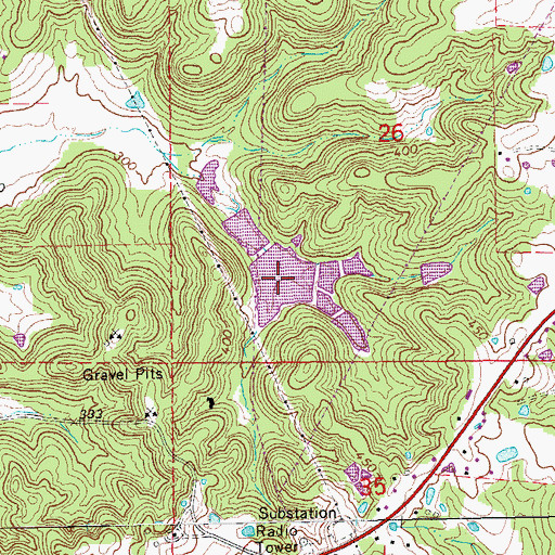 Topographic Map of Blue Basin Lake, AR