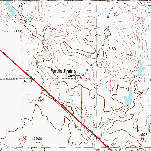 Topographic Map of Fertile Prairie Cemetery, MT