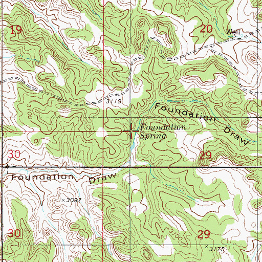 Topographic Map of Foundation Spring, MT