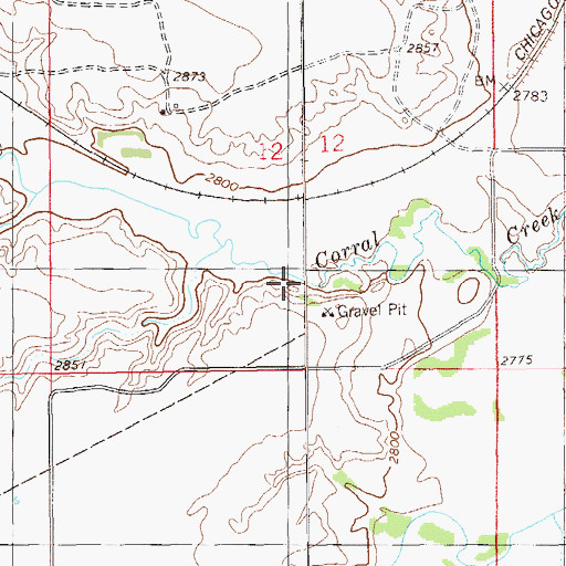 Topographic Map of Corral Creek, ND