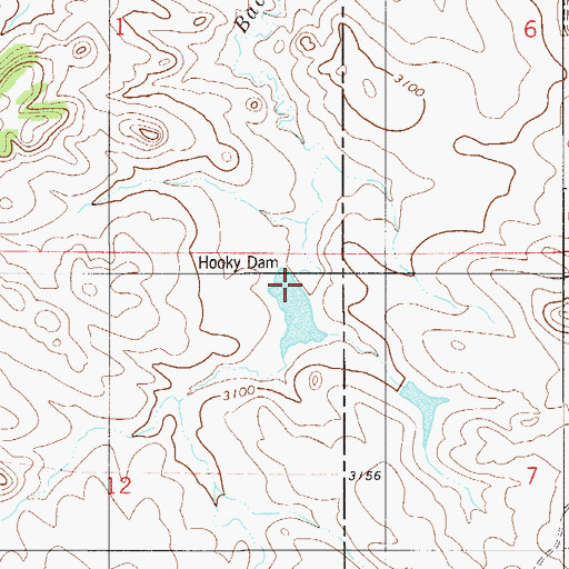 Topographic Map of Hooky Dam, MT