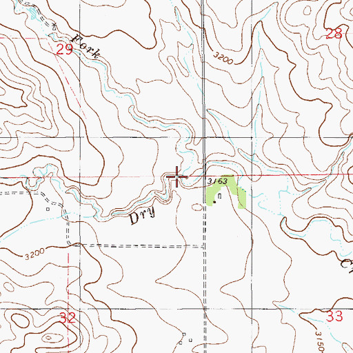 Topographic Map of North Fork of Dry Creek, MT