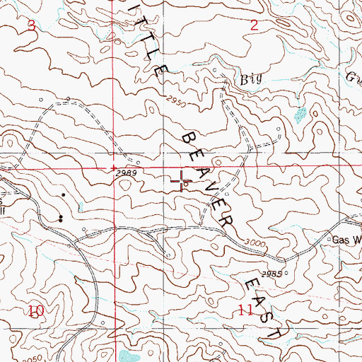 Topographic Map of Little Beaver East Oil Field, ND
