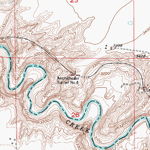Topographic Map of Amphitheater Tunnel Number 4, MT