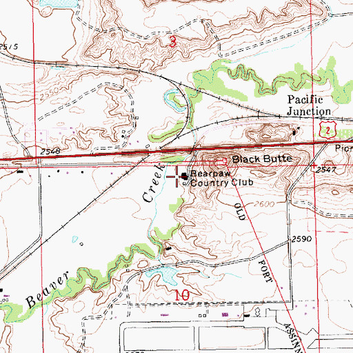 Topographic Map of Beaver Creek Golf Course, MT