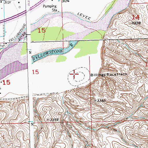 Topographic Map of Billings Racetrack, MT