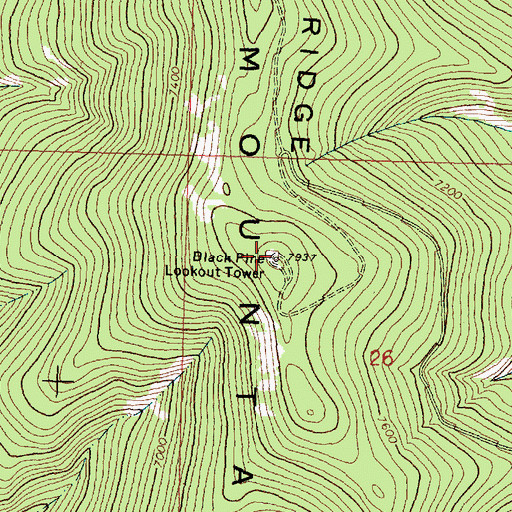 Topographic Map of Black Pine Lookout Tower, MT