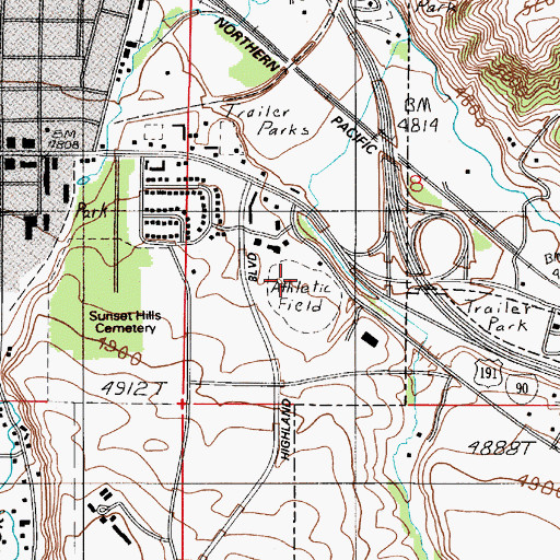 Topographic Map of Bozeman Country Club, MT