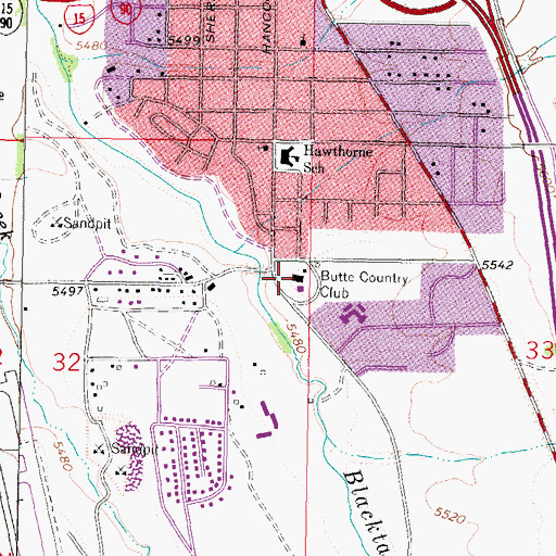 Topographic Map of Butte Country Club, MT