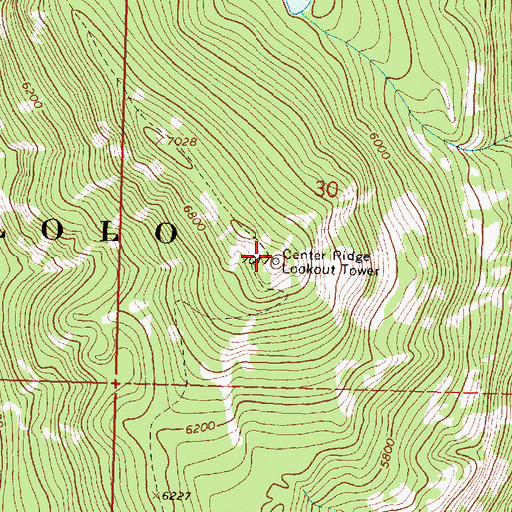 Topographic Map of Center Ridge Lookout Tower, MT