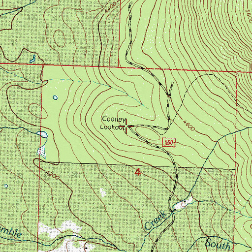 Topographic Map of Cooney Lookout Tower, MT