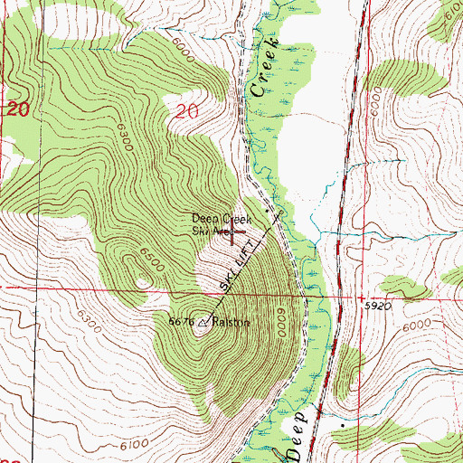 Topographic Map of Deep Creek Ski Area, MT