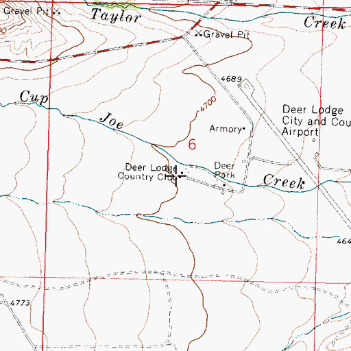 Topographic Map of Deer Lodge Golf Club, MT
