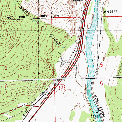 Topographic Map of Eddy Overpass, MT