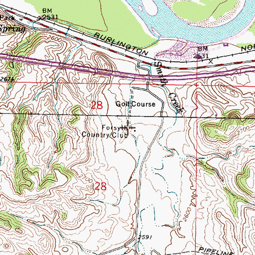 Topographic Map of Forsyth Country Club, MT
