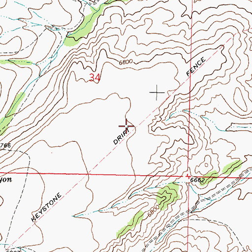 Topographic Map of Keystone Drift Fence, MT