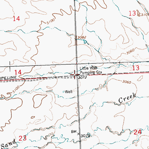 Topographic Map of Little Wall Pumping Station, MT