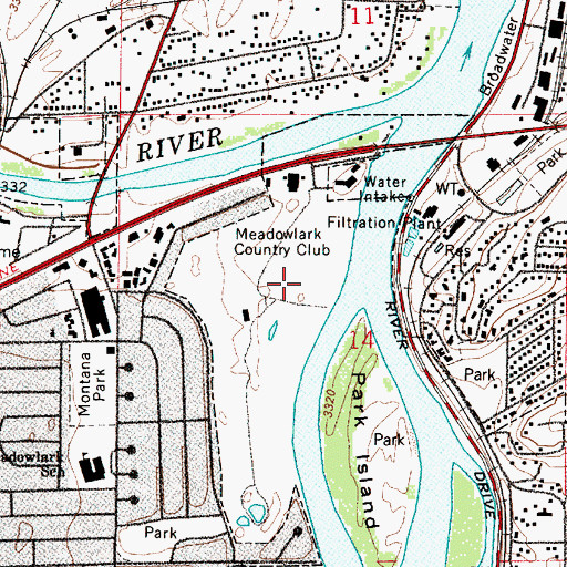 Topographic Map of Meadowlark Country Club, MT