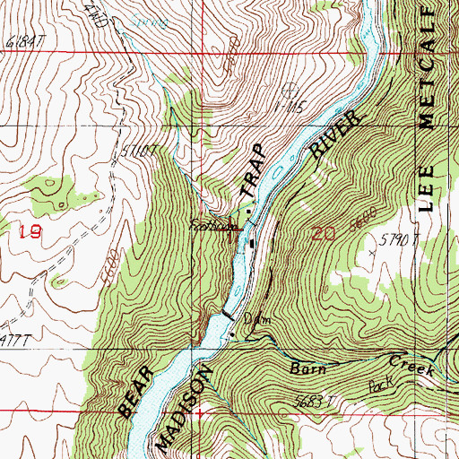 Topographic Map of Old Madison Powerhouse, MT